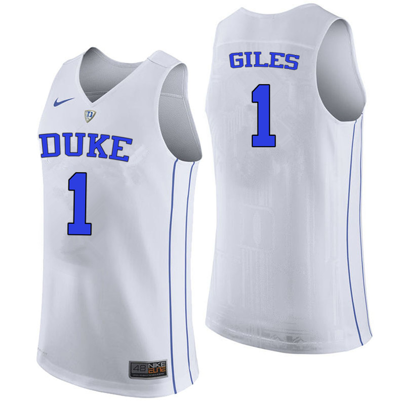 Duke Blue Devils #1 Harry Giles College Basketball Jerseys-White